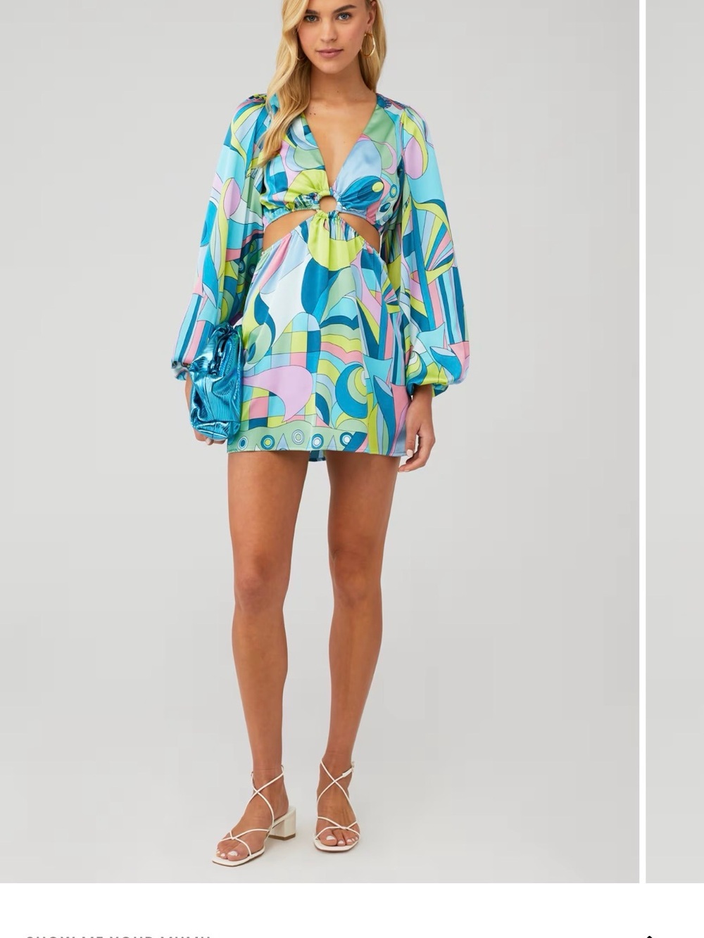 Show Me Your MuMu Aqua Multi Cutout Mini Dress in Aqua, Blue & Pink